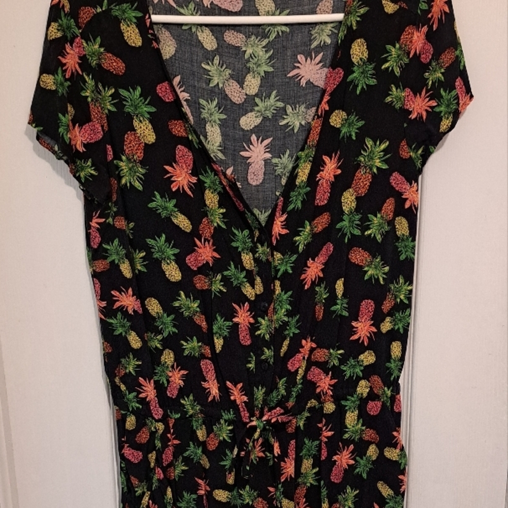 Pineapple Print Black Romper